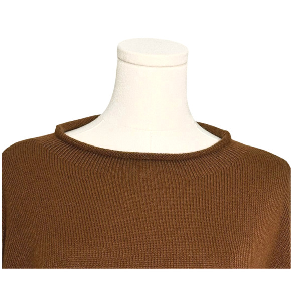 Things Between Caramel Brown Roll Neck Dolman Sleeve Wool Blend Sweater Medium - Picture 2 of 8